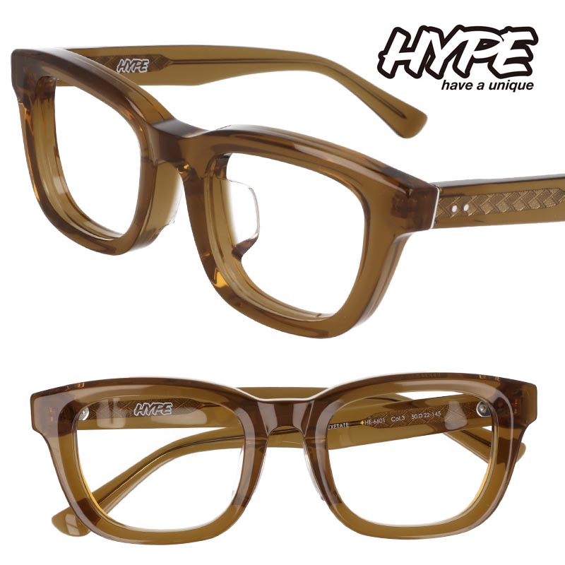 楽天市場】メガネ HYPE ハイプ HE-6601 Col.3 ブラウン クリア 茶色