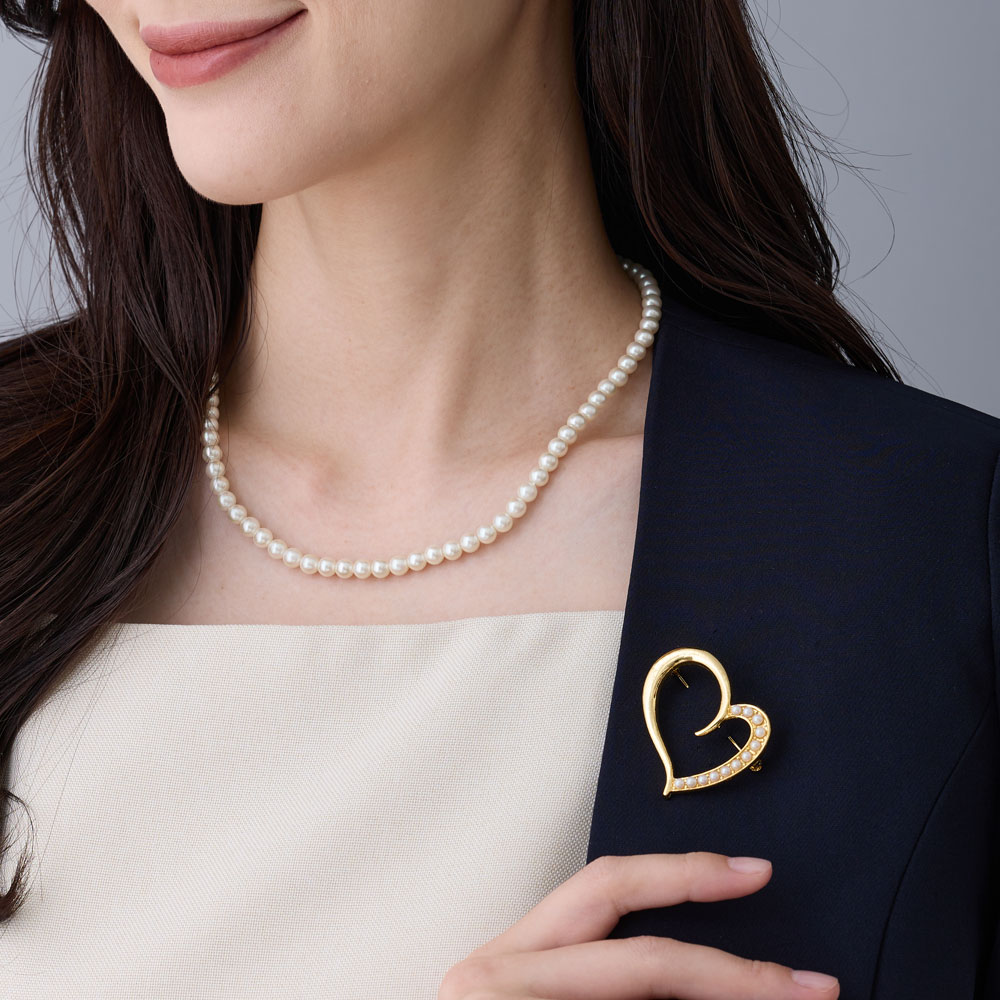 楽天市場】【スーパーセール！】 ブローチ ハート 日本製 K18GP パール