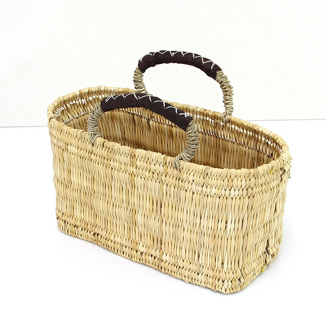 楽天市場】松野屋 かご ストロー 革手横長 カゴ Sサイズ/モロッコ