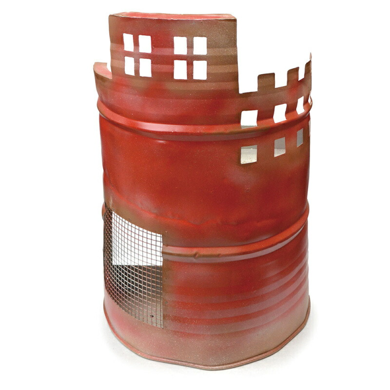 楽天市場】プランター ドラム缶プランター L レッド 2段 アンティーク