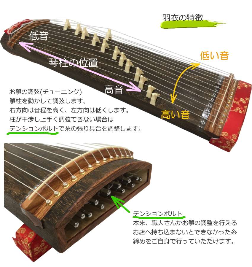 楽天市場】全音 文化箏 羽衣 ZK-30 立て柱ケース付「チューナーや教本