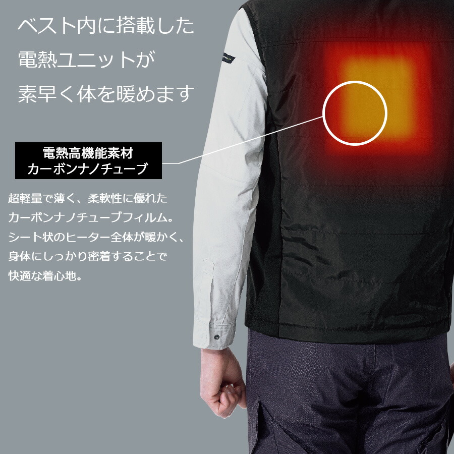 楽天市場】ミドリ安全 作業服 電熱ユニット搭載 防寒ベスト(ベスト単品