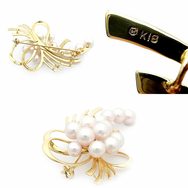 楽天市場】【緑屋質屋】ミキモト パール ブローチ 5.3mm～7.0mm K18YG