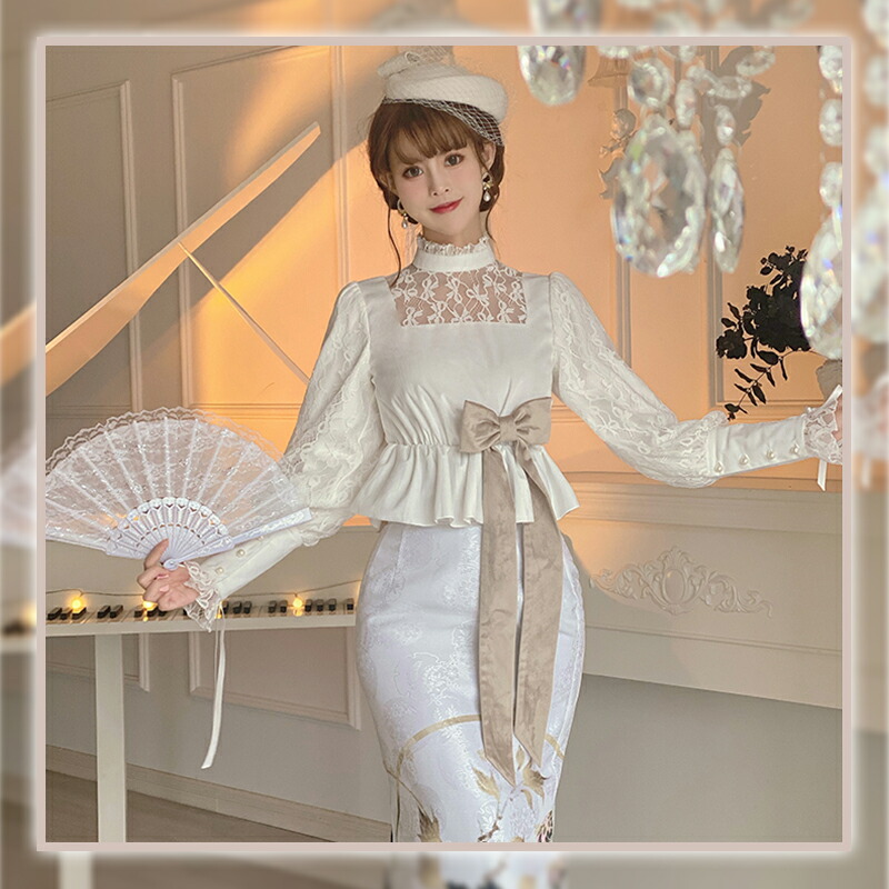 楽天市場】レディース 立て襟 レース Lolita シャツ ブラウス 長袖