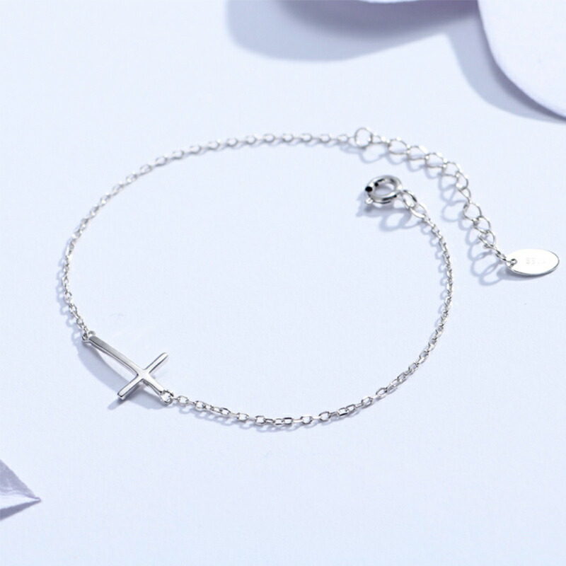 楽天市場】Sliver925 クロスモチーフ チェーンブレスレット シルバー