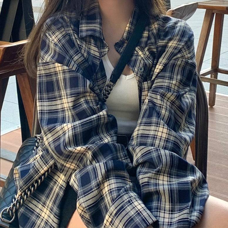 楽天市場】レディース タータンチェックオーバーネルシャツ トップス