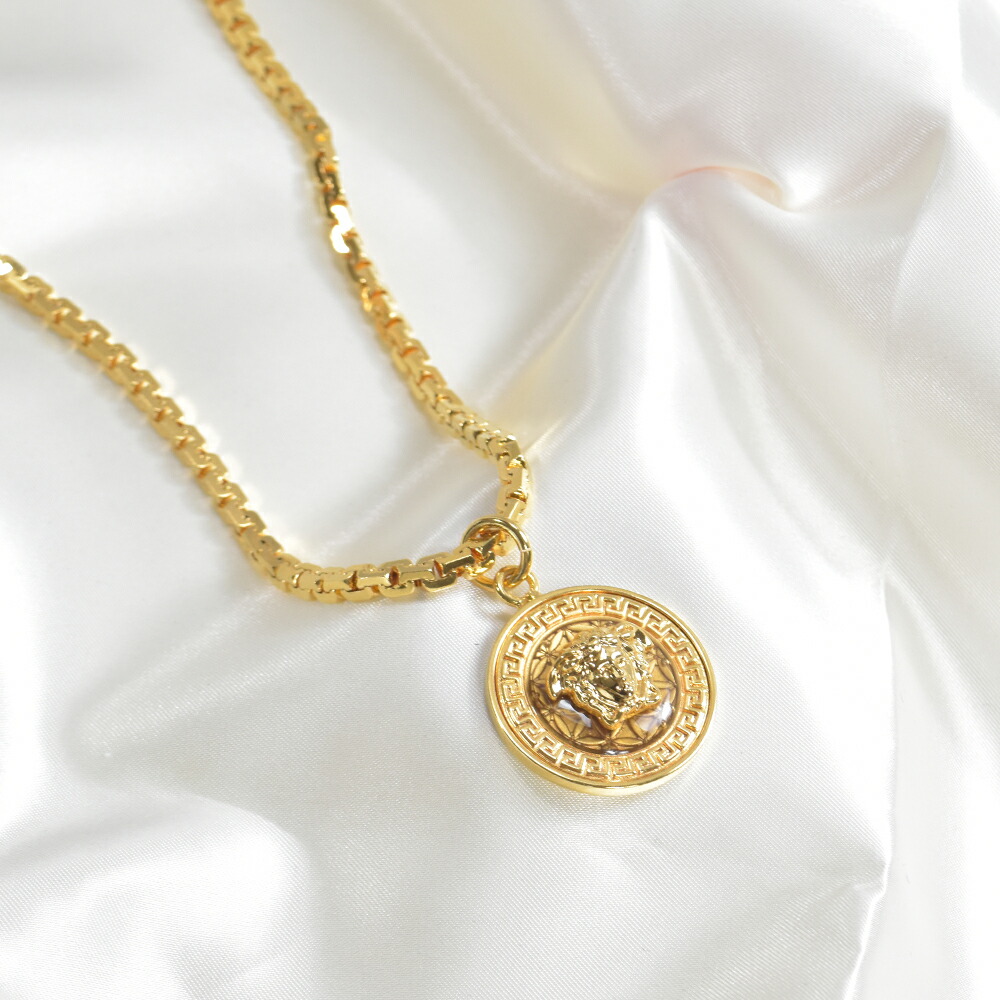 楽天市場】ヴェルサーチ ネックレス メデューサ ミニメダリオン グレカ