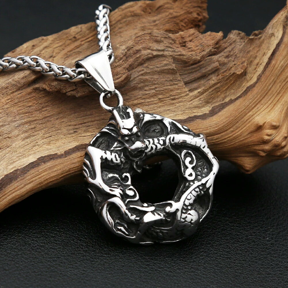 楽天市場】龍神ステンレスペンダント ドラゴン 竜 龍 立体 リング型