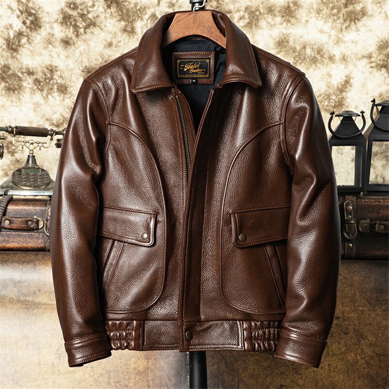 楽天市場】レザージャケット メンズ 本革 厚手 牛革 レザーコート 折り