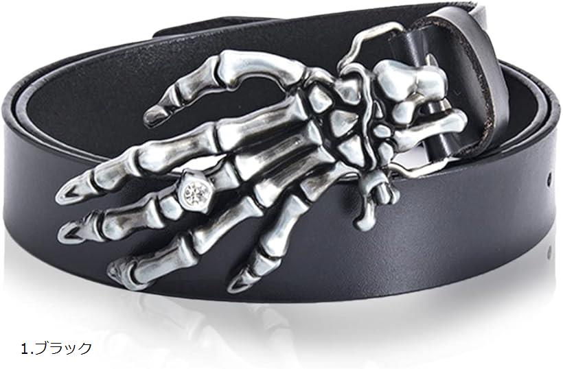 楽天市場】でかスカルハンド バックル レザー ベルト メンズ ドクロ