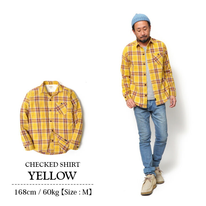 楽天市場】ネルシャツ メンズ 長袖 | チェックシャツ イエロー ブルー