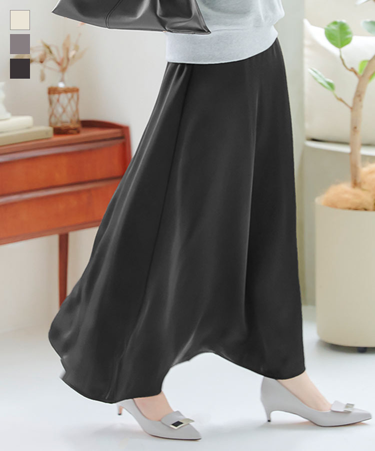 楽天市場】サテン フレアスカート レディース ボトムス スカート