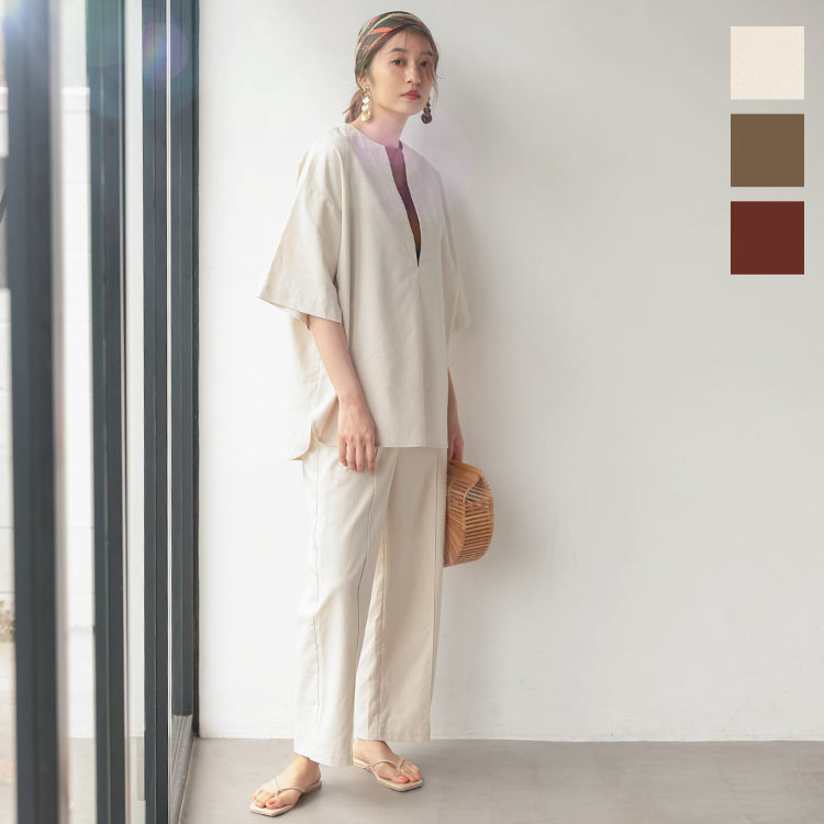 楽天市場】≪ 特別セール ≫ リネン混生地バックウエストゴム裏地付き