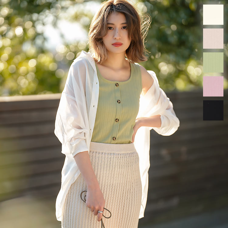 楽天市場】前後2wayボタンリブタンクトップ [C5133] レディース