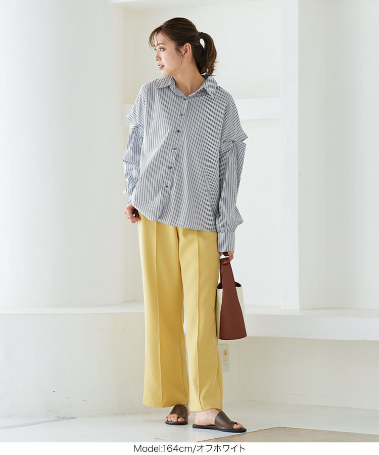 楽天市場】袖取り外し2wayストライプブラウス [C6153] レディース