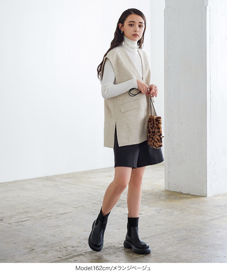 楽天市場】 フェイクウールディープネックベスト [C6455] レディース V