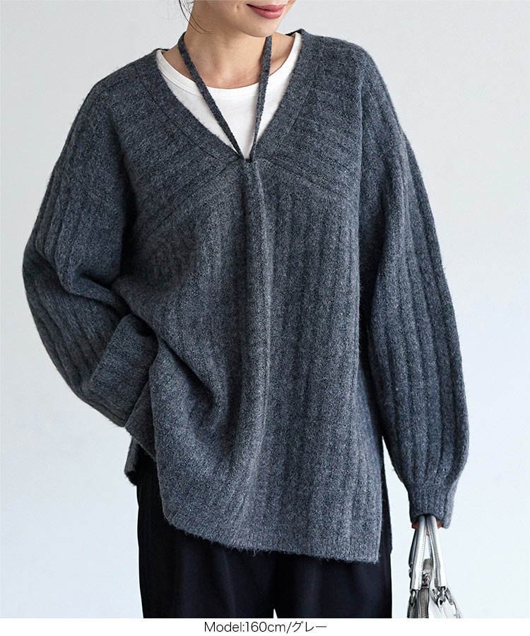 楽天市場】2way リボン ディープ Vネック ニットトップス [C6458