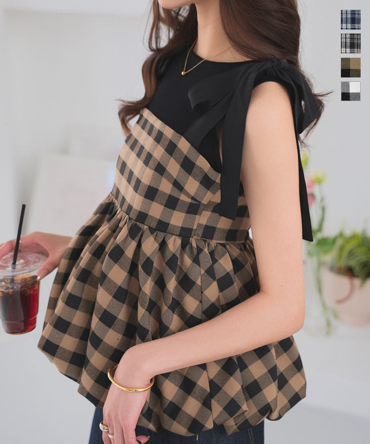 楽天市場】ビスチェ トップス キャミソール レディース チェック柄