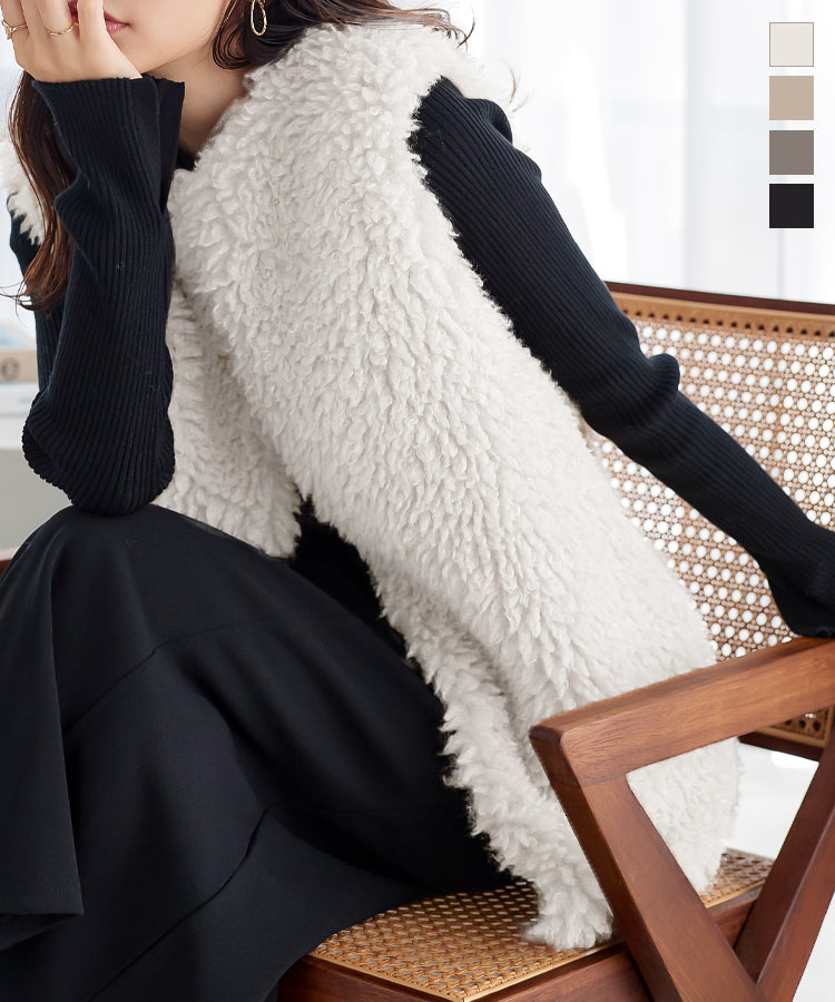 楽天市場】フェイクファー ロングベスト レディース ベスト ファー