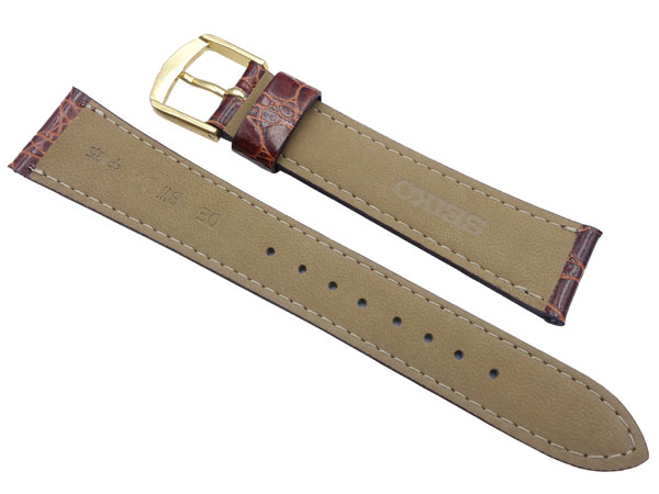 楽天市場】18mm セイコー 時計バンド ベルト DE79 牛革ワニ型押 茶