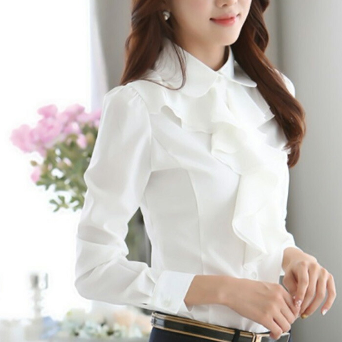 楽天市場】【クーポン利用で最大15％OFF】 フリルブラウス 襟付き