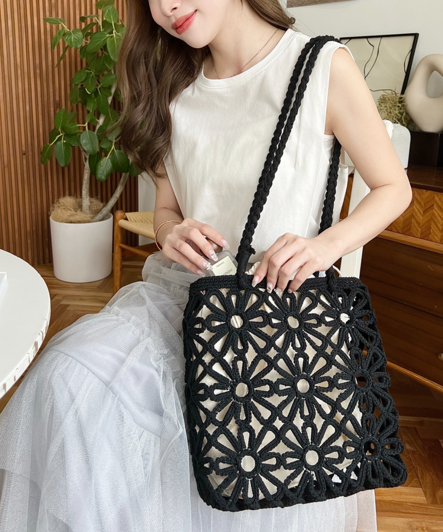 楽天市場】【45%OFF 5,500→2,990円】トートバッグ フラワー編み 花柄