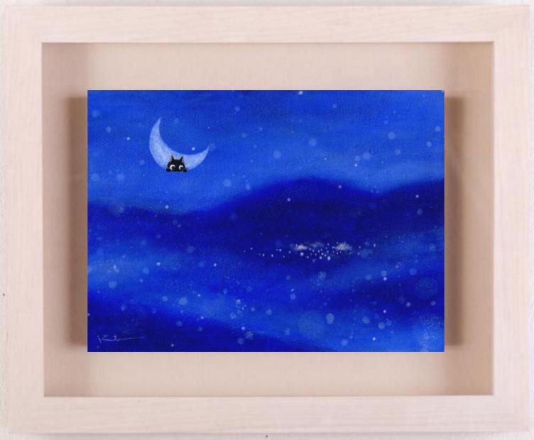 楽天市場】香月和夫 夜の谷 猫 絵画 黒猫 インテリア アクリル画 一点