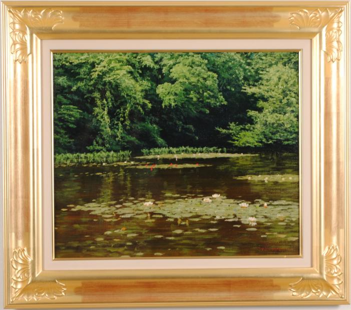 楽天市場】佐々木友 睡蓮咲く 花 絵画 睡蓮 油絵 風景画 インテリア