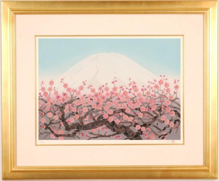 楽天市場】中島千波 絵画 富士山 梅 花 和風 風景画 絵 梅花富士