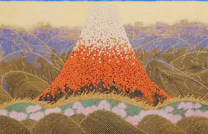 楽天市場】赤富士 絵画 富士山 梅 花 桜 波 絵 和風 インテリア