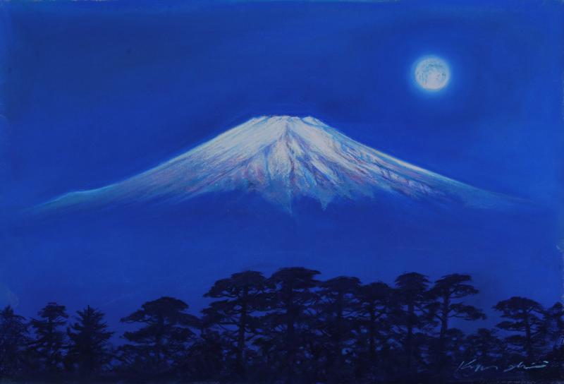 楽天市場】【作家名】石井清 【作品名】富士と月 富士山 絵画 風景画