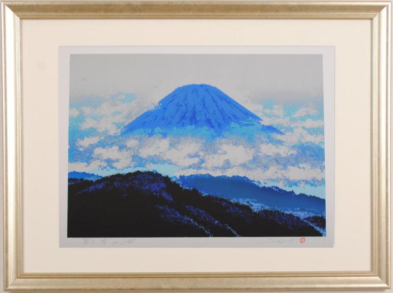 楽天市場】志摩欣哉 遠望朱不二と六地蔵 赤富士 絵画 富士山