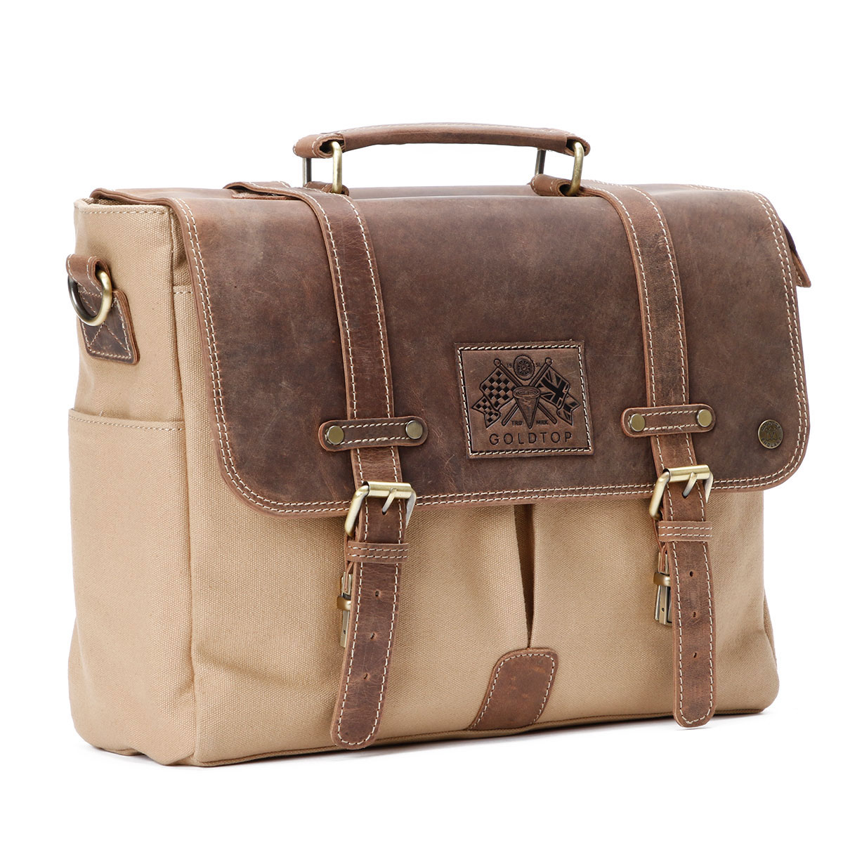 楽天市場】ショルダーバッグ ゴールドトップ キャンバスレザー