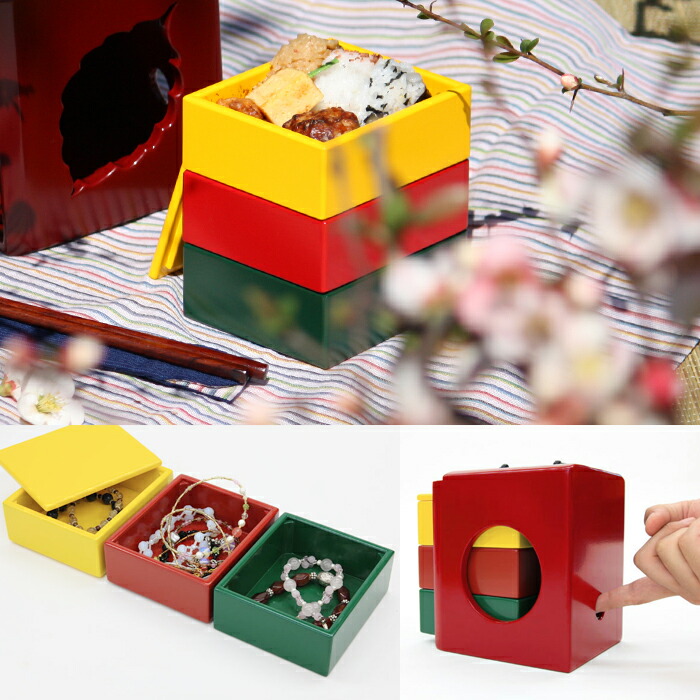 楽天市場】遊山箱（桜柄） 弁当箱 木製 サイズ：外寸/幅12×奥行14×高さ