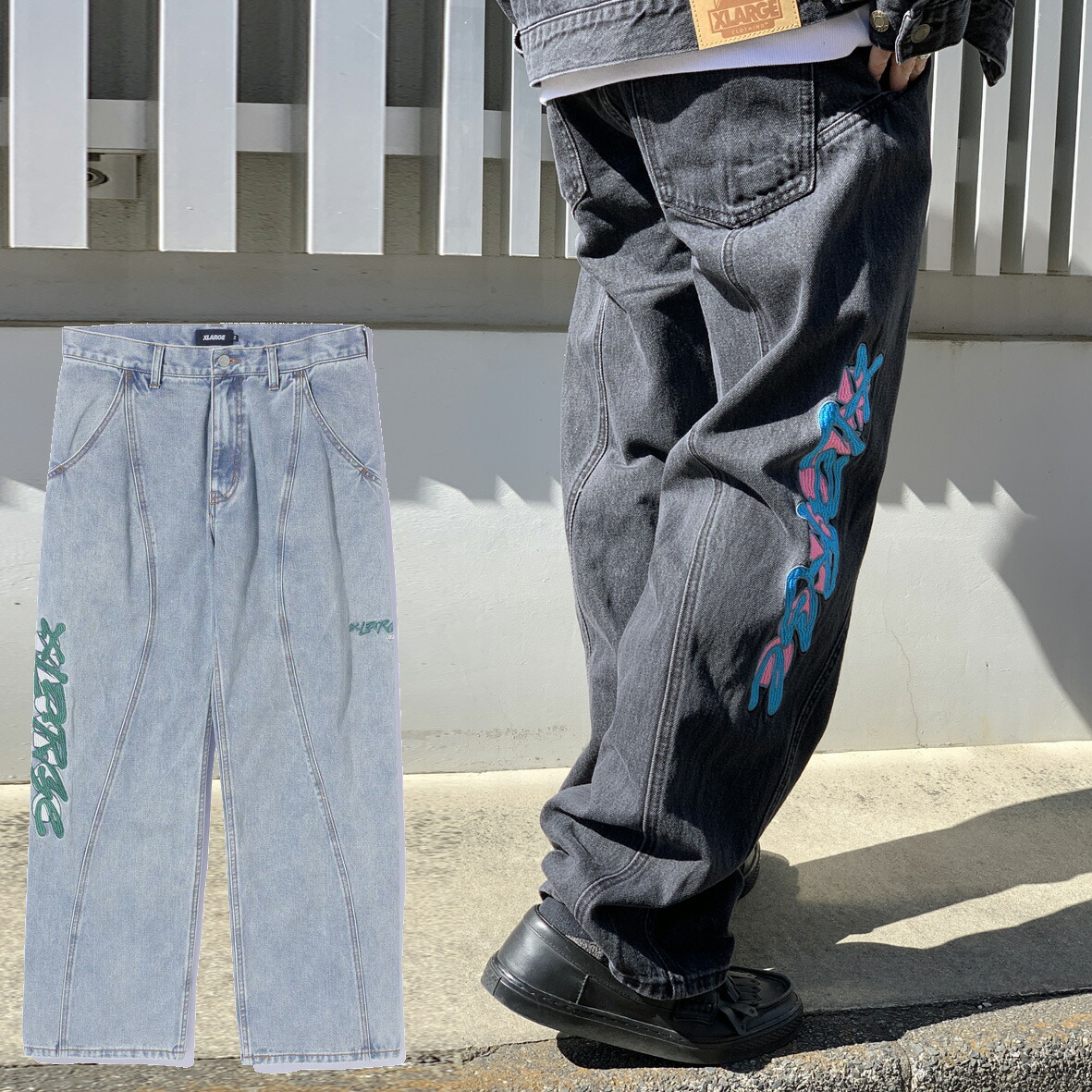 楽天市場】全2色 エクストララージ XLARGE デニムパンツ SIDE CUTTING