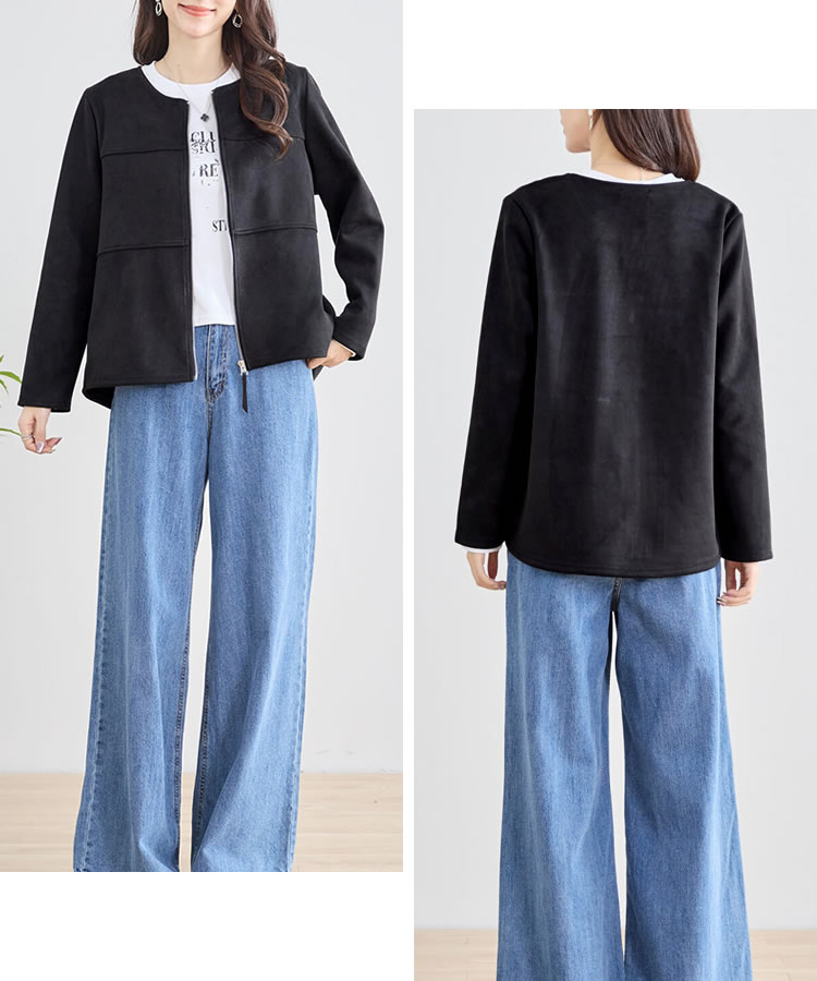 楽天市場】フェイクスエード切替Aラインジャケット レディース