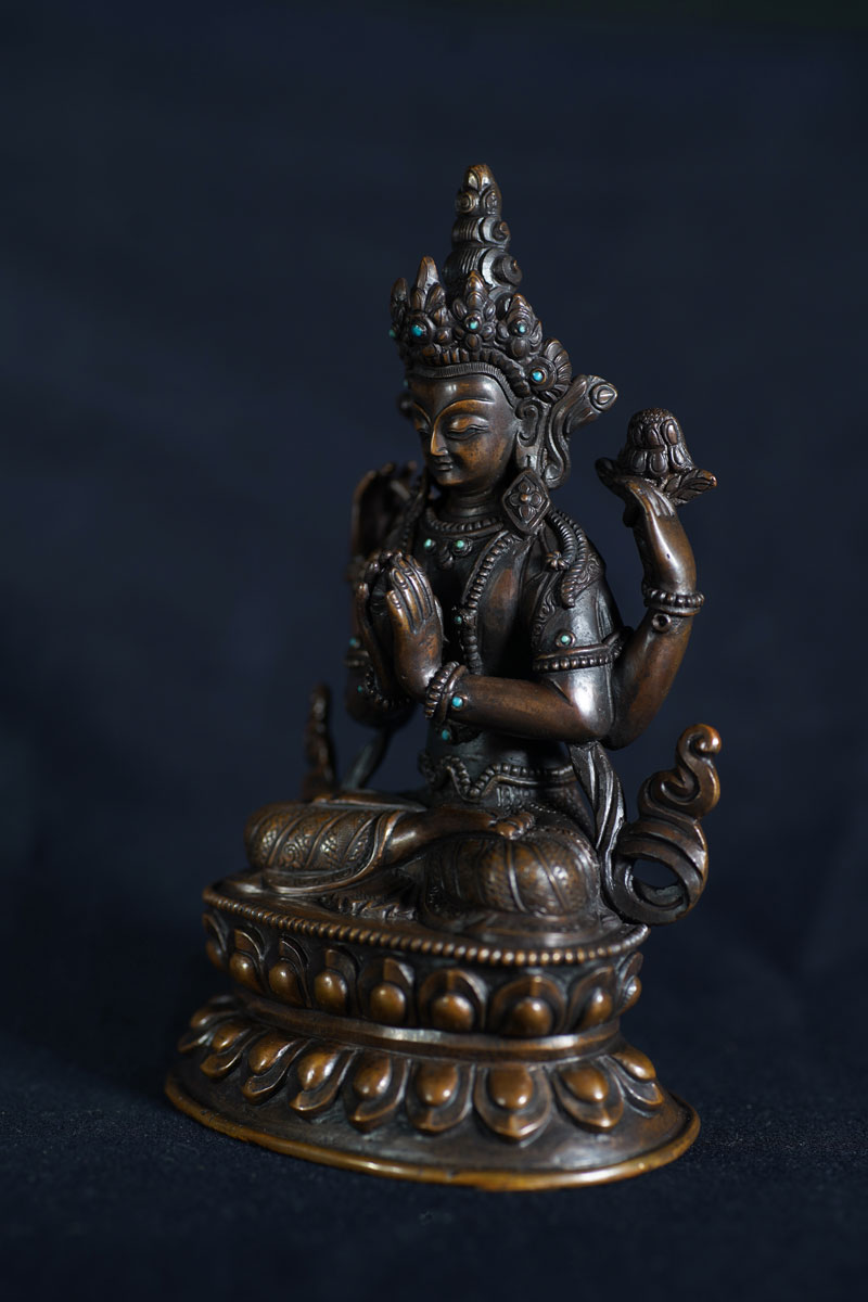 楽天市場】四臂観音菩薩 銅造彫金仕上げ : 仏像仏画チベット美術卸の天竺堂