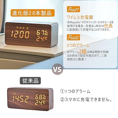 楽天市場】2.0 ワイレス充電器 卓上時計 デジタル おしゃれ スマホ充電