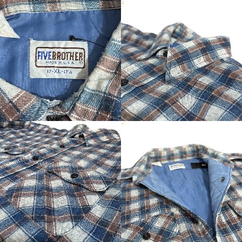 楽天市場】USA製 80s FIVE BROTHER Quilting Lined Flannel L/S Shirt