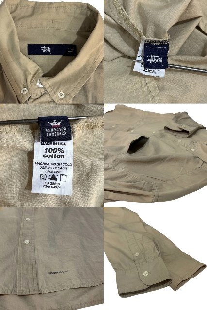 楽天市場】USA製 90s~00s OLD STUSSY Cotton BD L/S Shirt カーキ L