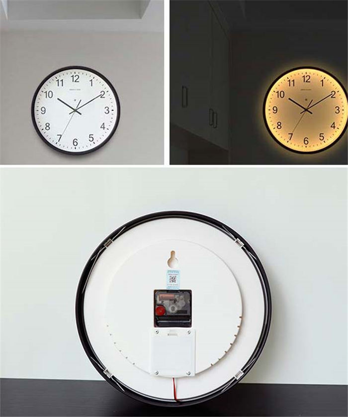 楽天市場】壁掛け時計 掛け時計 ライト付き 光明 連続秒針 クロック