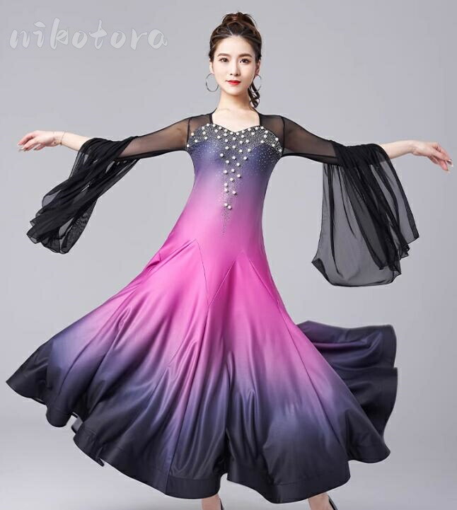 楽天市場】大きいサイズ M~2XL 社交ダンス衣装 モダンドレス ラテン