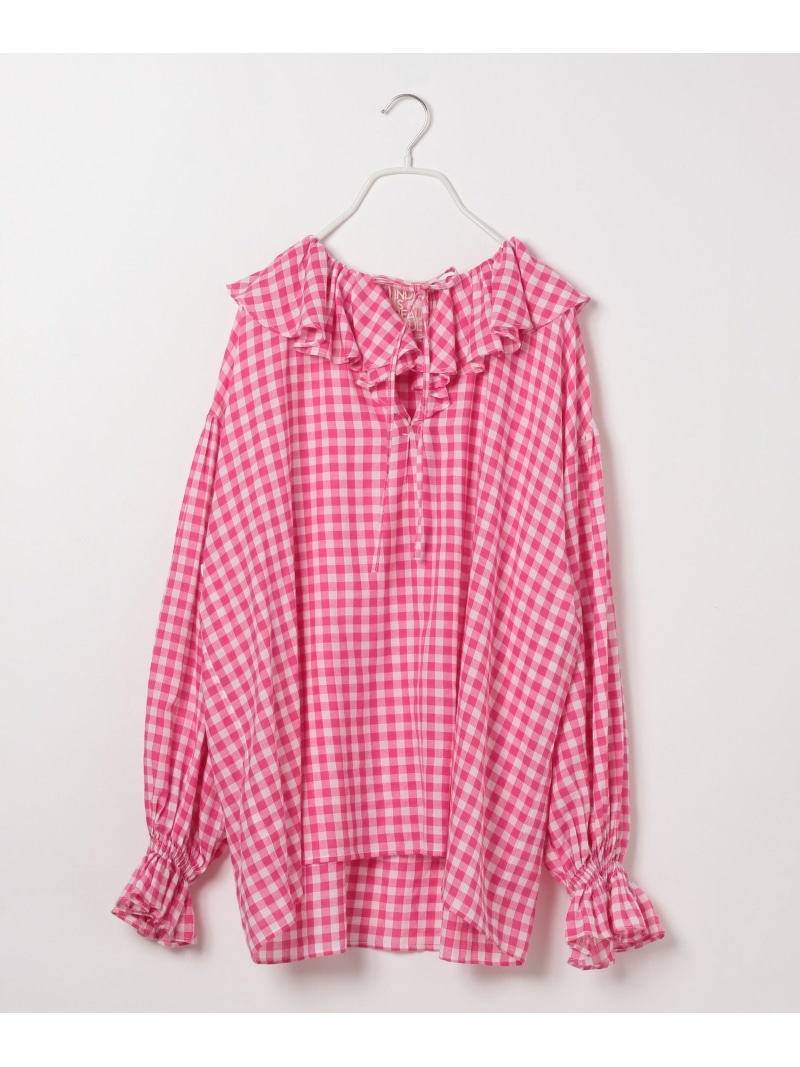 楽天市場】[INDIA IS BEAUTIFUL]ギンガムフリルブラウス niko and