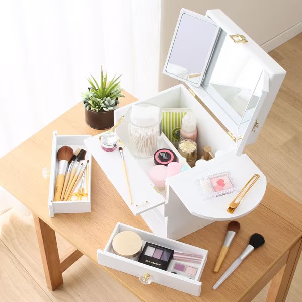 楽天市場】クリスタル調取っ手の三面鏡コスメボックス ニトリ メーカー