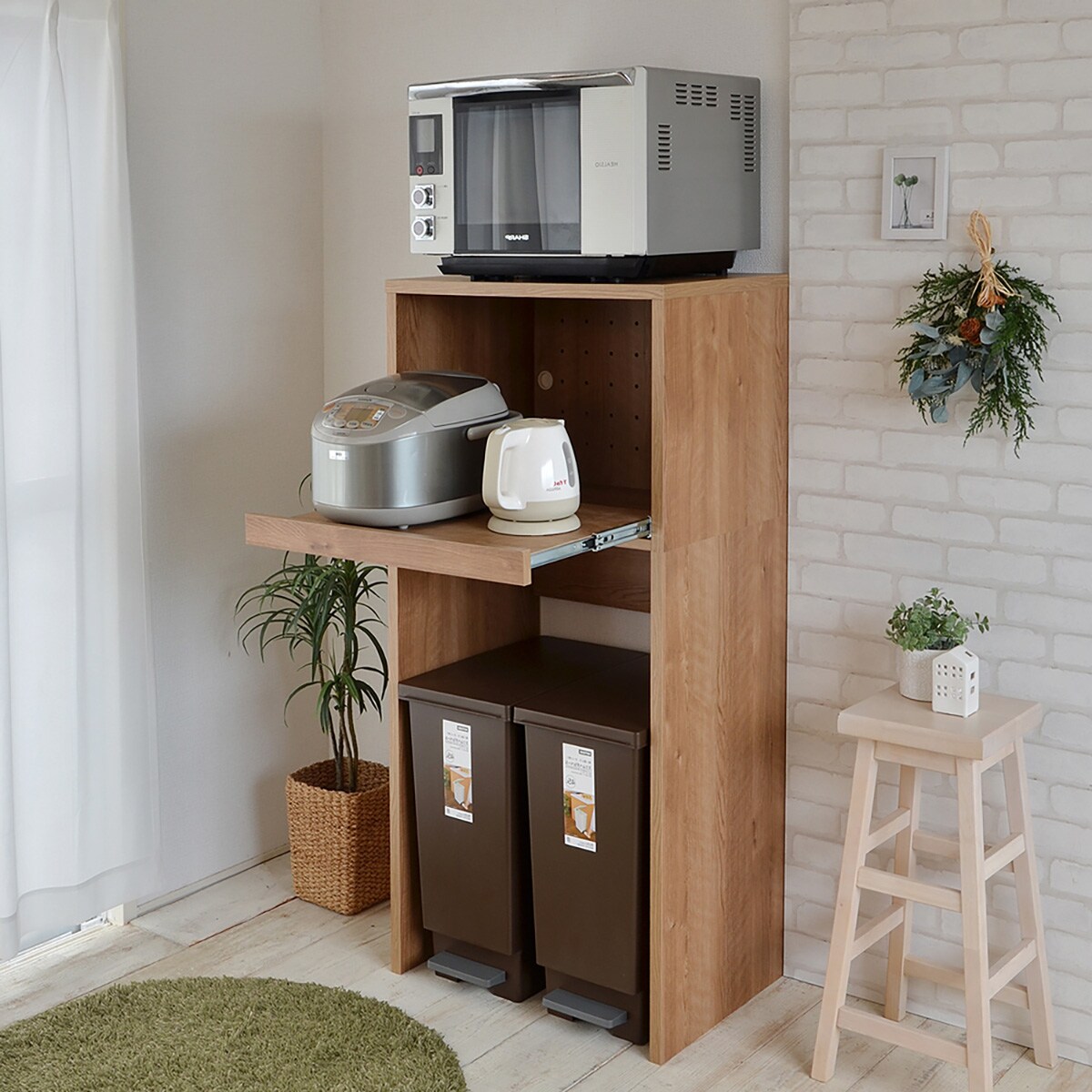 楽天市場】ごみ箱が入るキッチンラック （高さ約128cm LBR） ニトリ