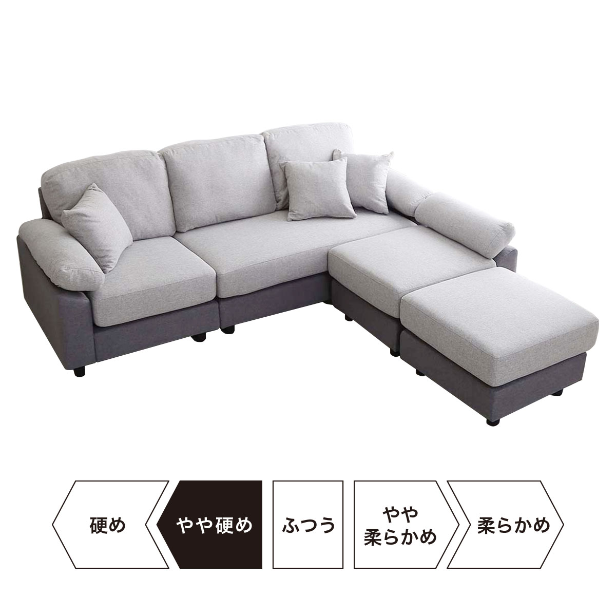 楽天市場】[幅197cm] 布張りツートン5人掛けコーナーカウチソファ (IV