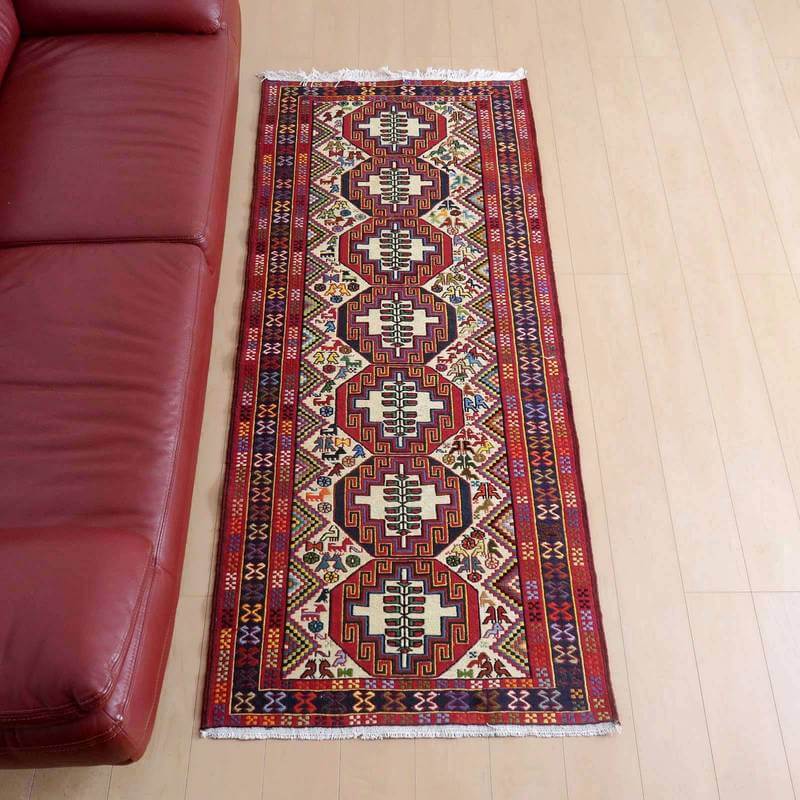 楽天市場】イラン・アゼルバイジャン産 キリム 細長 ランナー 201×85cm