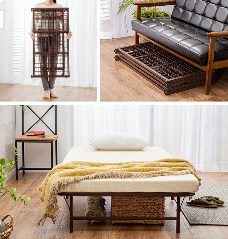 楽天市場】収納式折りたたみパイプベッド シングル 折りたたみベッド