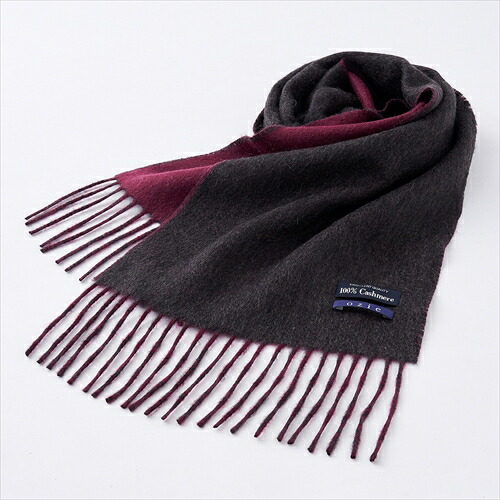 楽天市場】マフラー リバーシブル カシミヤ100% チャコール レッド