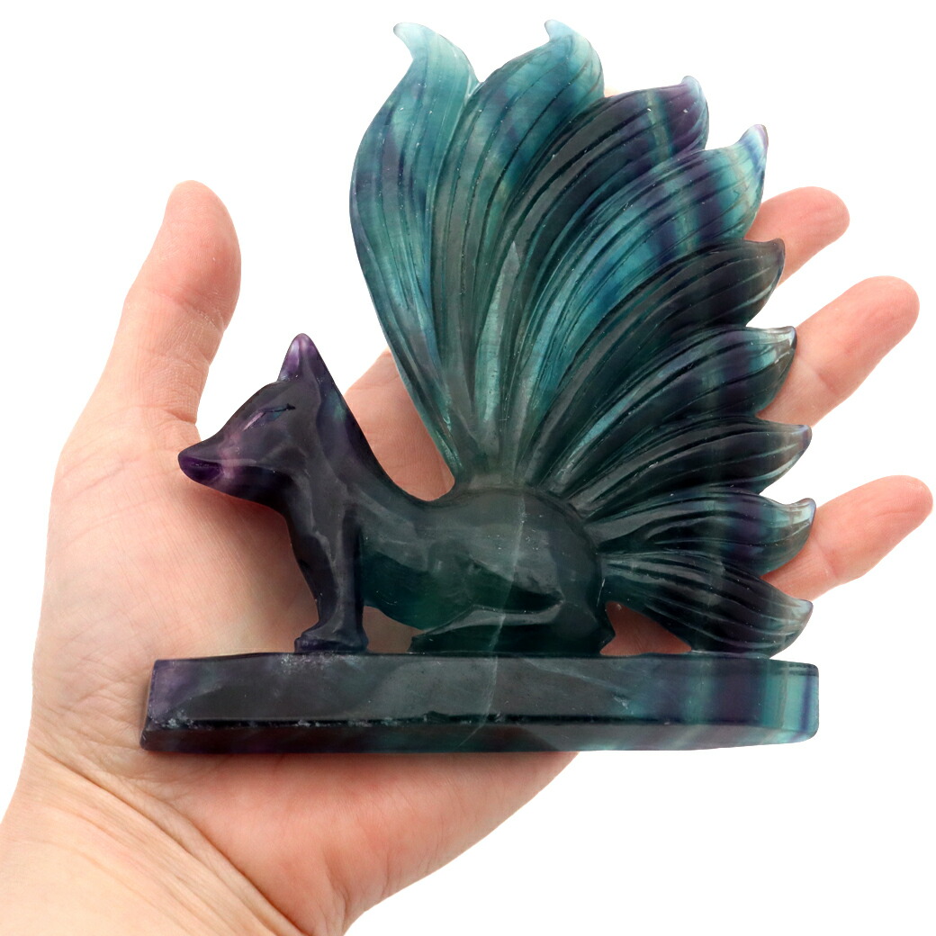 楽天市場】フローライト 置物 九尾の狐 天然石 蛍石 ほたるいし 彫刻